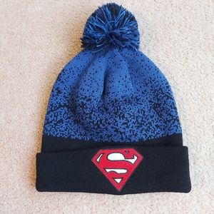 BNWOT Blue And Black Superman Logo Knit Winter Hat